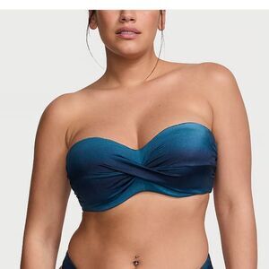 VICTORIA'S SECRET SWIM
Mix & Match Twist Push-Up Bandeau Top Blue Palm Print 34B